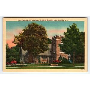 Vintage Linen Postcard Stringfellow Memorial Episcopal Church Blowing Rock NC